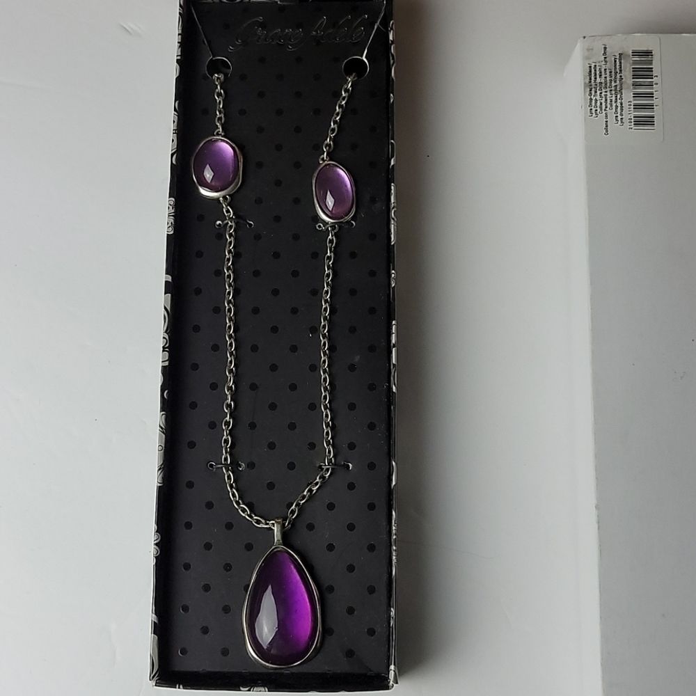 GRACE ADELE Lyra Drop Purple Necklace 36"